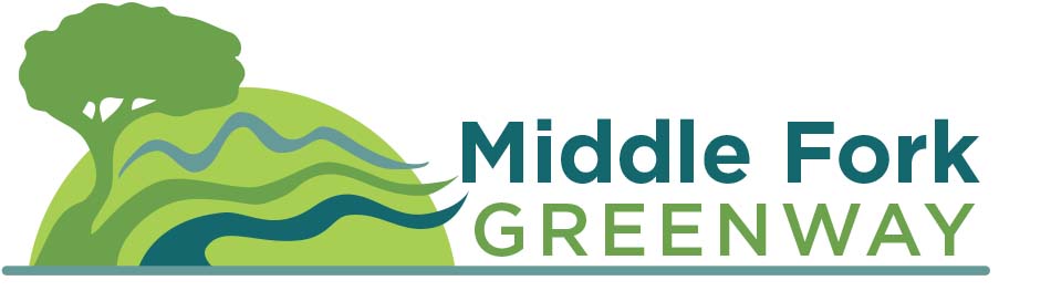 Middle fork Greenway logo, featuring a tree and a river logo